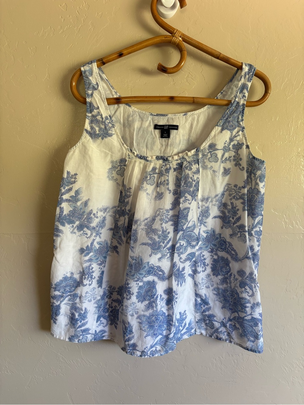 Gap Cotton & Silk Paisley Floral Print Boxy Fit Tank Top Lightweight Size Large